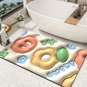 1pc Cute 3D Effect Prints Bath Mat, Soft Non-Slip Quick Dry Bath Mat, Super Absorbent Shower Carpet For Home Bathroom, Bathroom Accessories, 16" X 24"