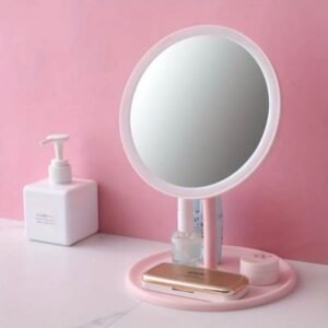 Rechargeable LED Makeup Mirror With 3 Color Lights _ 90° Adjustable Stand - High Definition _ Portable