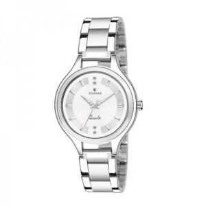 Watches for Women Round Studded Dial |Analogue Quartz Movemnet Ladies Watch|Long Battery Life|Stainless Steel Adjustable Bracelet Chain Strap|Double Lock Clasp Safety Watches for Girls