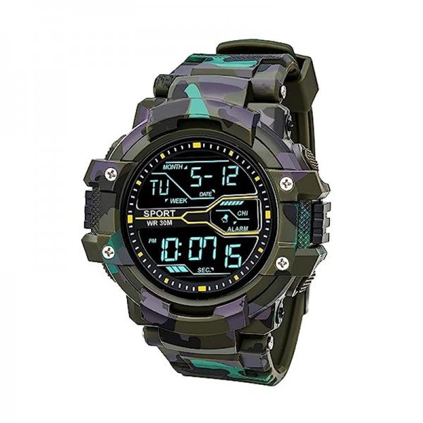 IIK Collection Army Design Strap Multi Functional Sports Digital Dial Men's Watch
