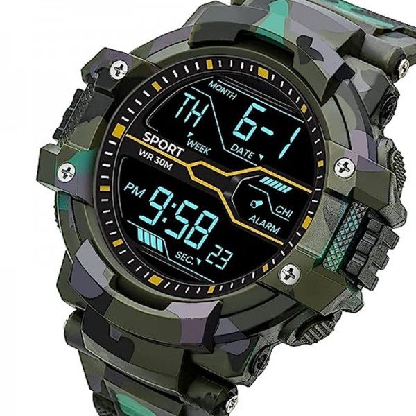 IIK Collection Army Design Strap Multi Functional Sports Digital Dial Men's Watch - Image 3