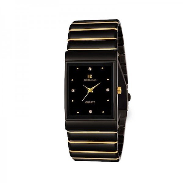 IIK Collection Rectangle Studded Dial Metalic Bracelet Chain Strap Analogue Wrist Watch for Men and Boys - Image 3