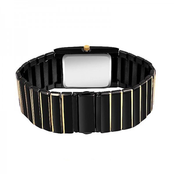 IIK Collection Rectangle Studded Dial Metalic Bracelet Chain Strap Analogue Wrist Watch for Men and Boys - Image 2