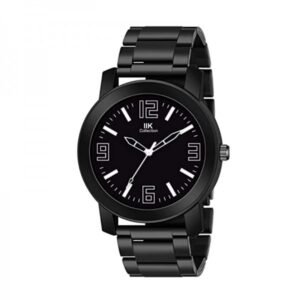 IIK Collection Watches for Men Round Numerical Dial |Analogue Quartz Movemnet Mens Watch|Long Battery Life|Stainless Steel Adjustable Bracelet Black Chain with Long Lasting Polish| Watches for Boys