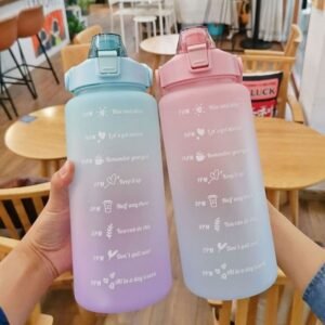 Water Bottle 2L Large Capacity With Bounce Cover Time Scale Frosted Sports Fitness Water Bottle Leakproof Outdoor Camping Kettle