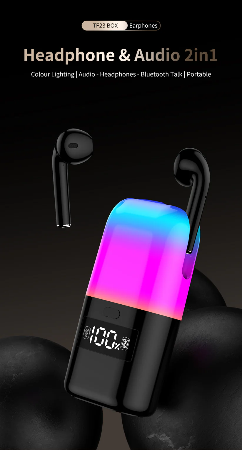 CreaTeck Earbuds with Inbuilt Bluetooth Speaker - 2in1 (TWS TF23) - Image 2