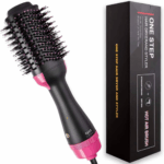 1000 Watts One Step Hair Dryer and Volumizer, Hot Air Brush, 3 in 1 Styling Brush Styler, Negative Ion Hair Straightener Curler Brush for All Hairstyle | Black