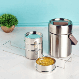 4 Layer Designer Steel Insulated Tiffin with Insulated Hot & Cold Flask (4LSITWF)