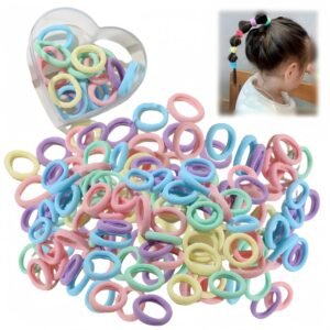 100 Pc Assorted Colors Mini Hairbands Girl Baby's Elastic Hair Ties Tiny Soft Rubber Bands for Baby Kids by Beautify u Rubber Band (Pack Of 100)