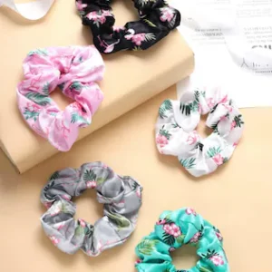 Pack of 6 Floral Scrunchies Multicolor color Fabric thalamudi kattu/thalamudi bandham/Jada Bandlu/Muti pattaikal/hair baandukal/Kudalu byandgalu/Hair byandgalu Ideal for Women / Girls