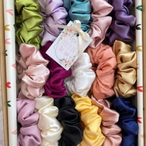 (Pack of 8) (Multicolor) Premium Silk Satin Scrunchies Rubber Band