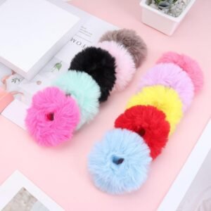 Pack Of 12 Pcs Fur Rubber Band For Women And Girls