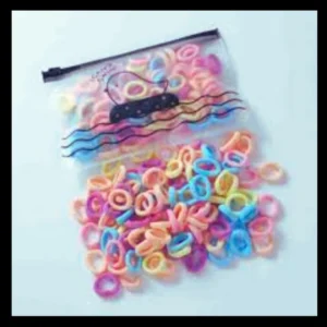 Nagina Collection Mini Rubber Band (Pack of 100Pcs)|| Kids Rubber Band || Mini Rubber Band Set || Rubber Band Set For Girls || Multicolor Rubber Band || Rubber bands set || Hair Accessories | Rubber Bands Pink color Fabric (Pack of 100)