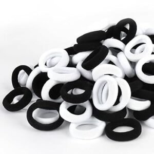 KIDS 200 pcs Baby Girl Rubber Band Black and White Hair Rubber Bands 60 Pcs (30 pcs black+30 Pcs White ) For Women Girls Ladies