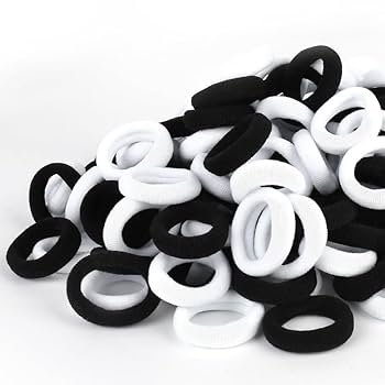 KIDS 200 pcs Baby Girl Rubber Band Black and White Hair Rubber Bands 60 Pcs (30 pcs black+30 Pcs White ) For Women Girls Ladies