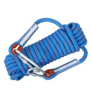 ALLDAYPROVISION Static Outdoor Climbing Rope with 2 Hooks, 49FT Rappelling Rope for Travel, Hiking Safety Escape Rope, Outdoor, Mountaineering, Hauling