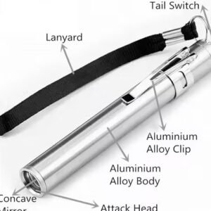 MEDROOF® Metal Mini Medical Pocket Pen Torch Having White Light (Silver)