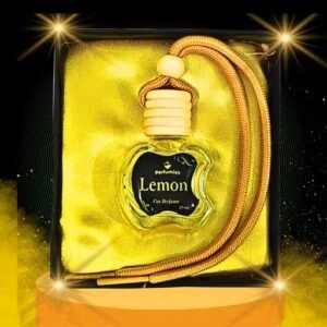 The Perfumish Car Freshener Lemon Essential Oils Fragnance in Glass Bottle with Wooden Diffuser Lid | Car Perfume 10ml (Luxury Lemon Car Perfume- Pack of 1, 10ml) Long Lasting upto 60 Days |