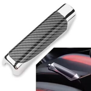 1 PC Car Handbrake Cover, 5.1" x 1.2" Parking Handbrake Decorative Cap, ABS Auto Comfortable Grip Handbrake Cover, Compatible with Most Vehicle Knob Handbrake Guards (Carbon Fiber Black)
