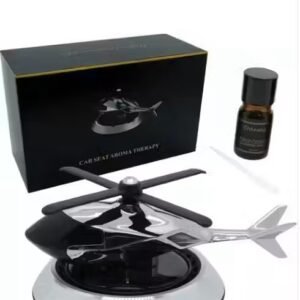 Solar Powered Car Perfume Diffuser/Dispenser | Helicopter Design, Auto Rotation Fan | For Car Dashboard with Perfume liquid (Silver)