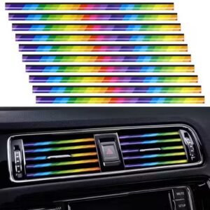 Car Air Vent Outlet Trim Decoration Insert Strips Car Interior Moulding Trim Strip Line Soft and Bendable Car Air Vent Decoration Strip Suitable for Most Car Car Interior Accessories (Rainbow)