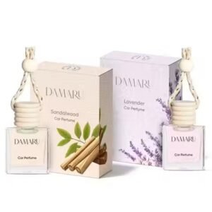 DAMARU Hanging Pod Car Perfume Lavender And Sandalwood Fragrance with Natural Essential Oils | Long-Lasting Car Freshener, Easy to Hang, Refreshing Scent – 10ml (Pack of 2)